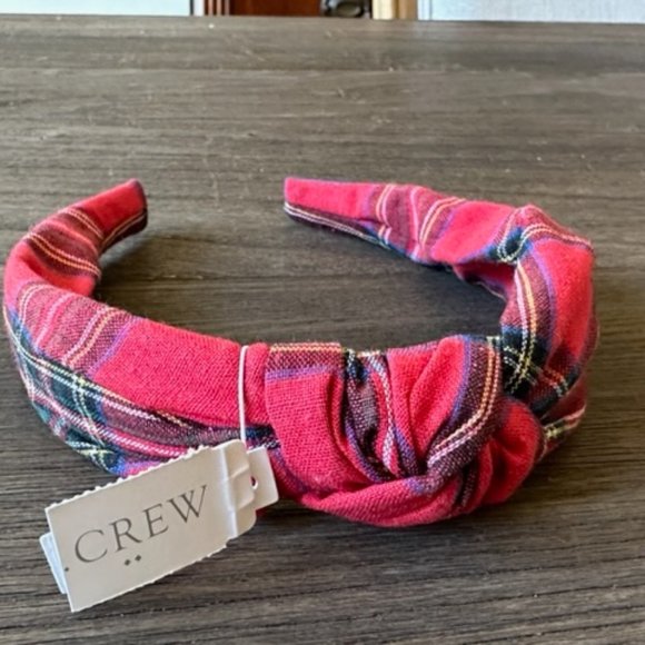 J. Crew Factory Accessories J Crew Red Tartan Knot Headband New